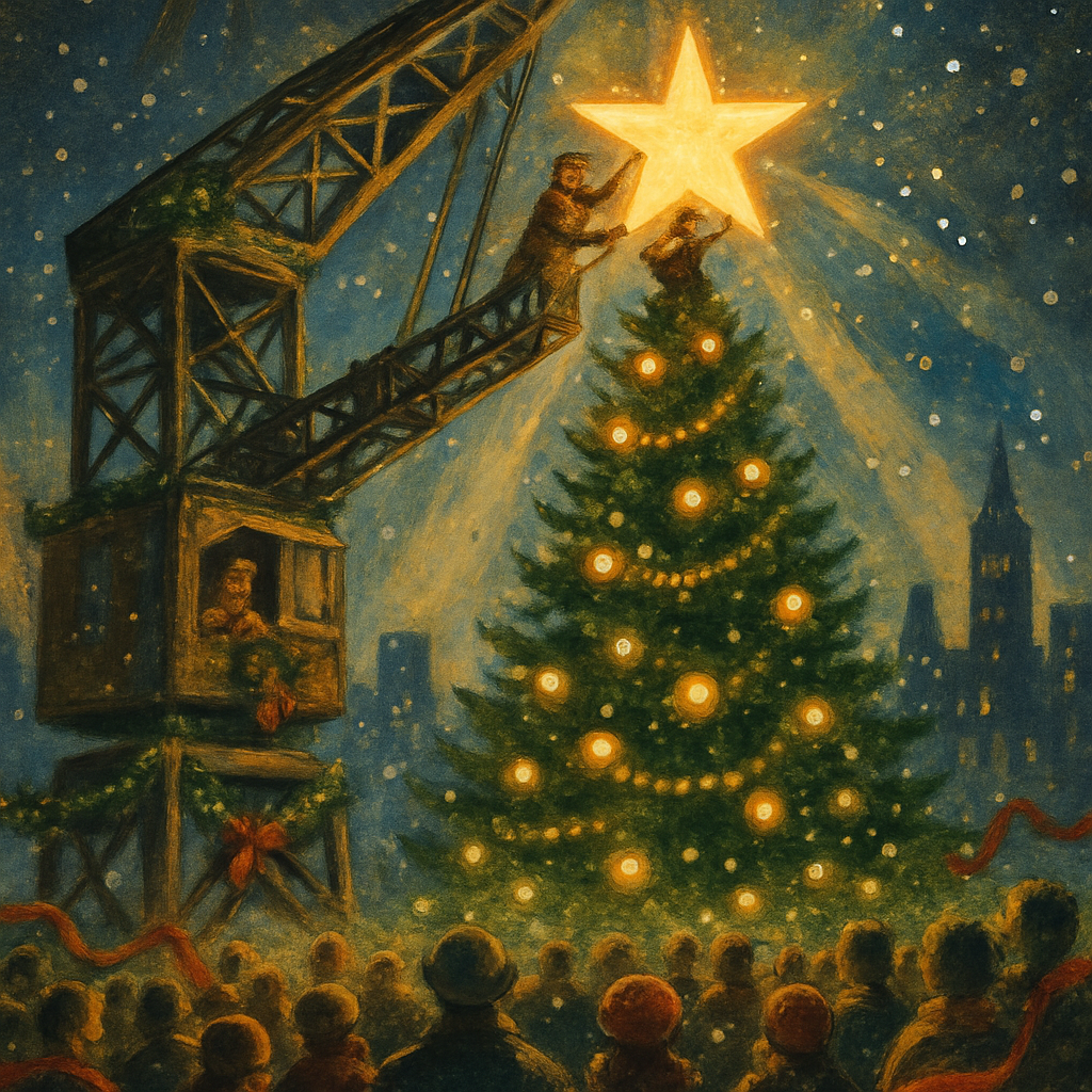 Crane Decorating The Giant Tree painting number kit