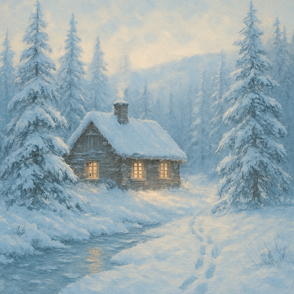 Cabin Among Silver Pines paint by numbers