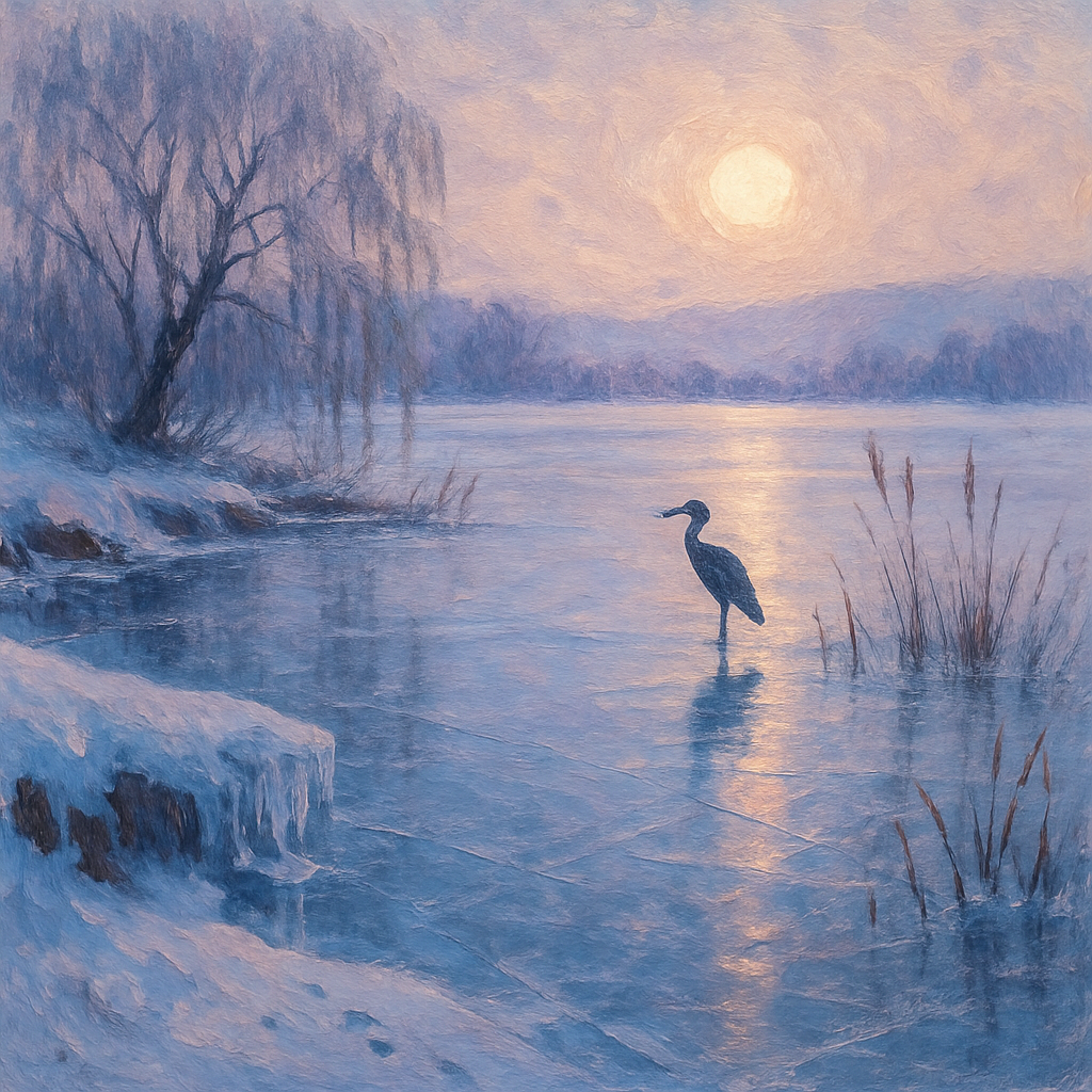 Frozen Lake With Indigo Reflections Number painting