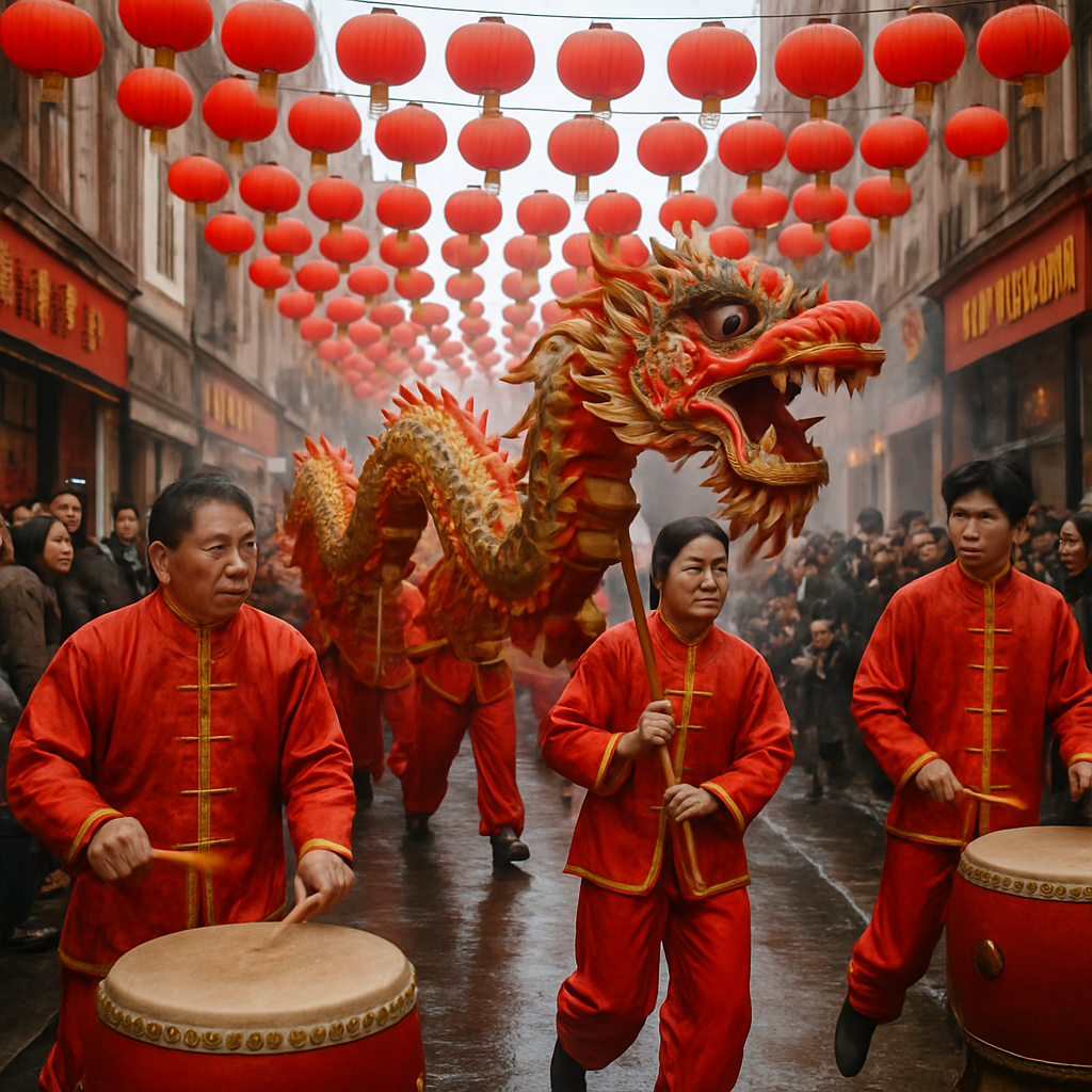 Dragon Street Dance Lunar New Year paint by number