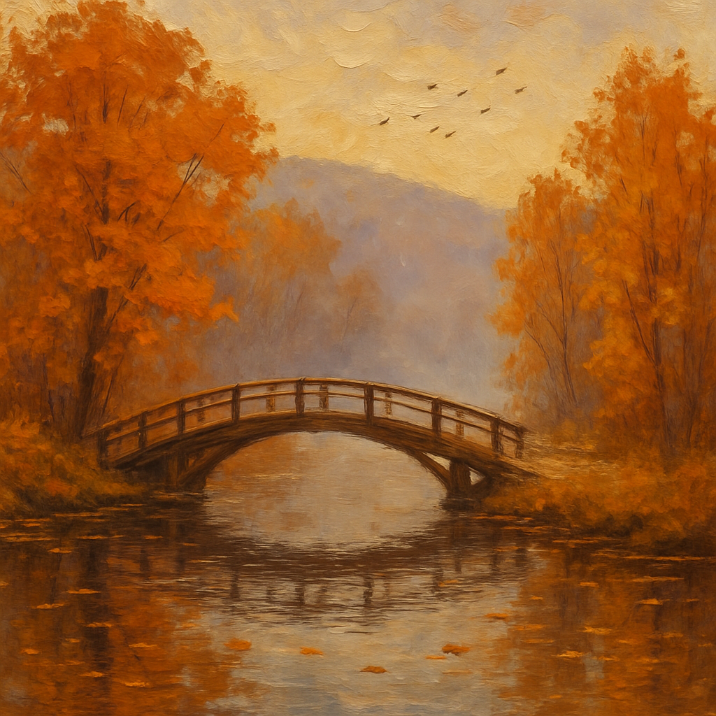 Autumn Bridge Over Lake Paint by numbers kits