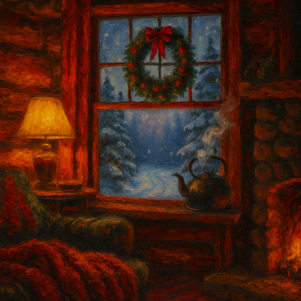Cozy Cabin With Christmas Hearth painting number kit