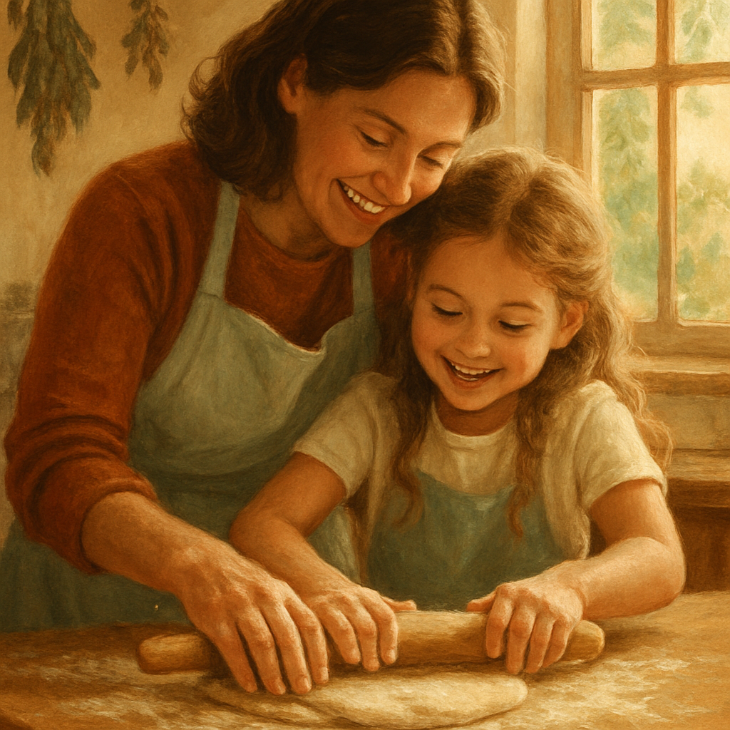 Quiet Kitchen Baking With Mom paint by color