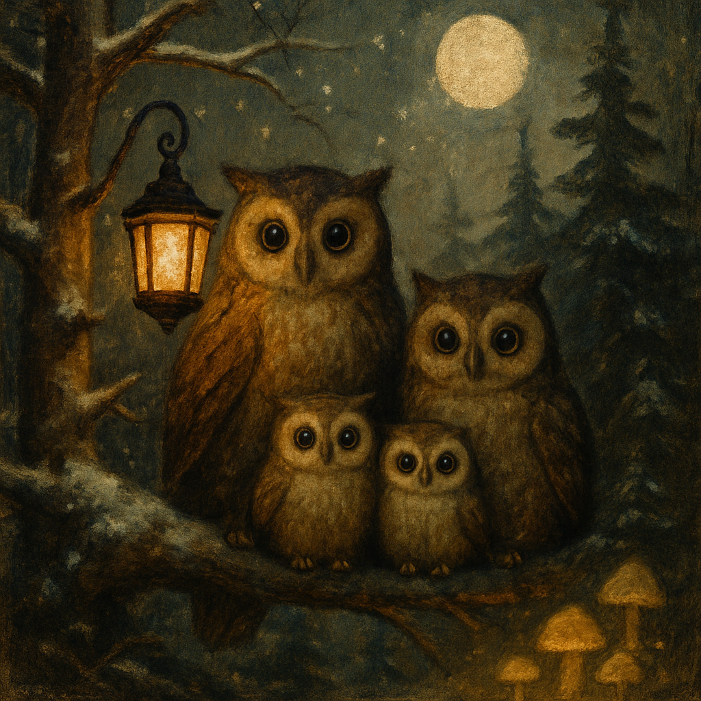 Owl Lantern Clearing Number painting