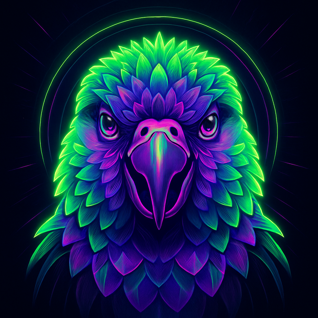 Neon Parrot Kaleidoscope DIY paint by numbers