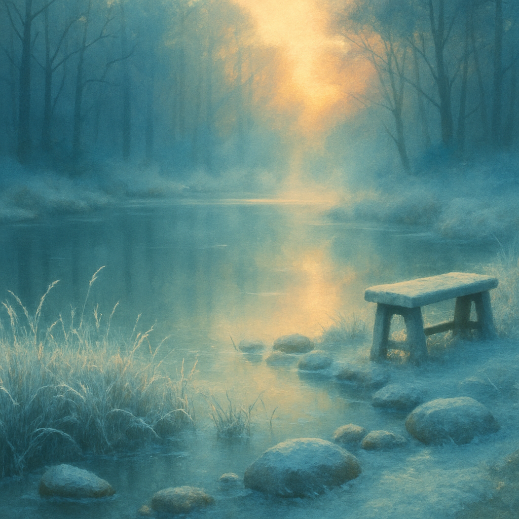 Frosted Morning Pond Paint by numbers art