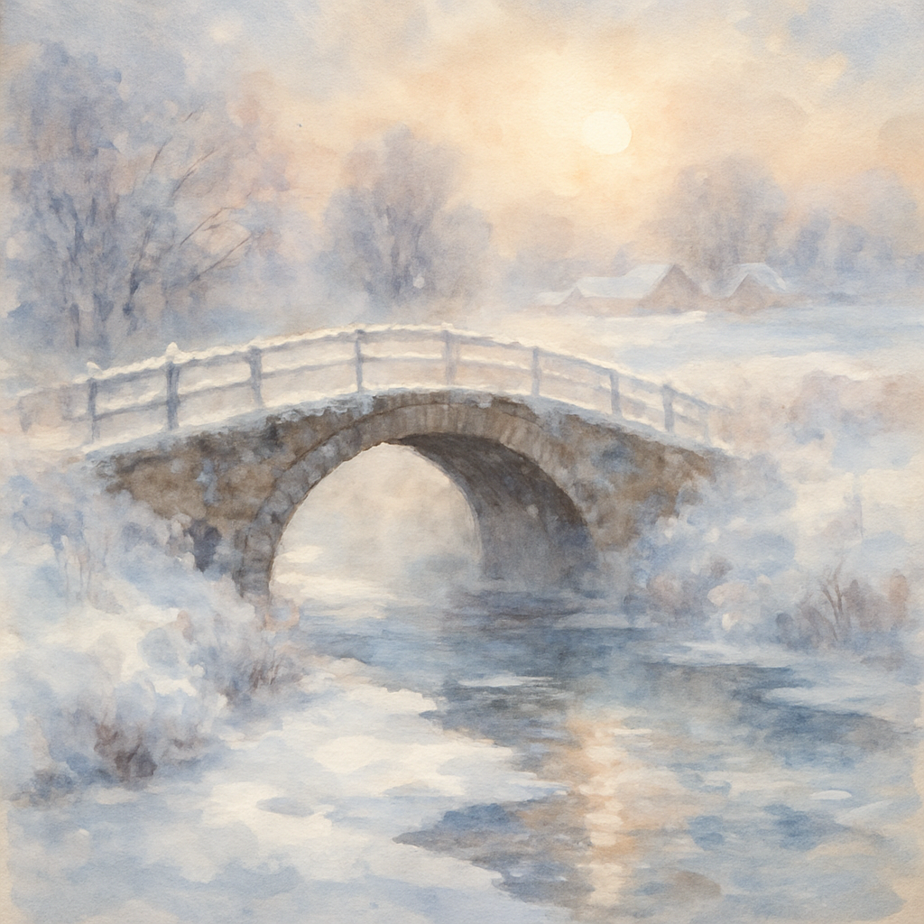 Bridge Over Icy Water In Morning Haze Paint by numbers kits