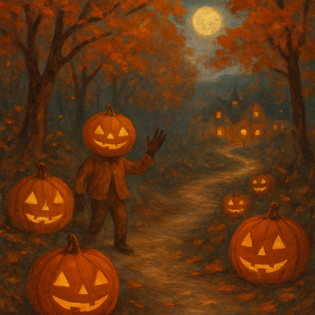 Carved Pumpkins On Winding Path Paint by numbers kits