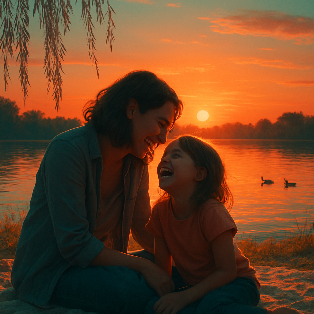 Picnic With Mom At Sunset Paint by numbers art