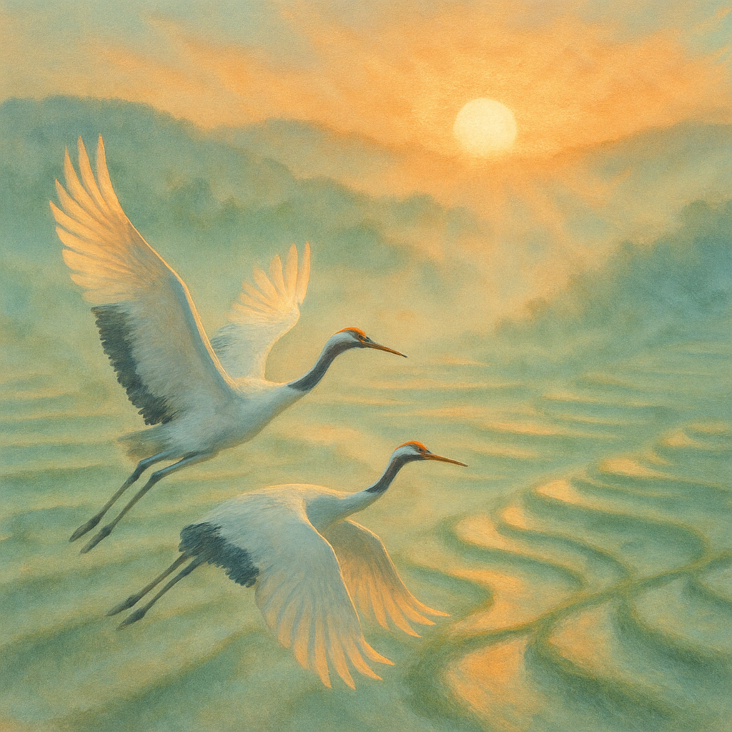 Crane Sunrise Whisper DIY paint by numbers