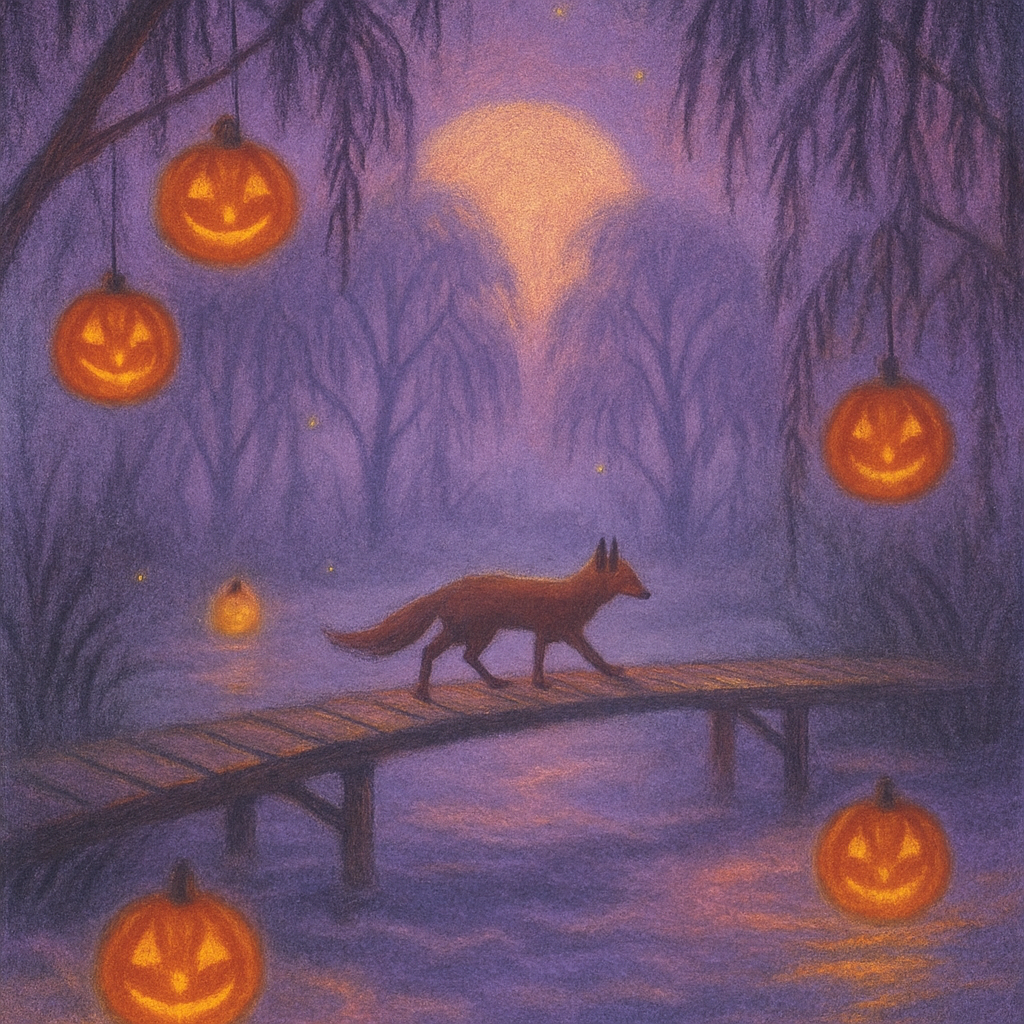 Lantern Bridge Over Midnight Marsh Numbered painting kits