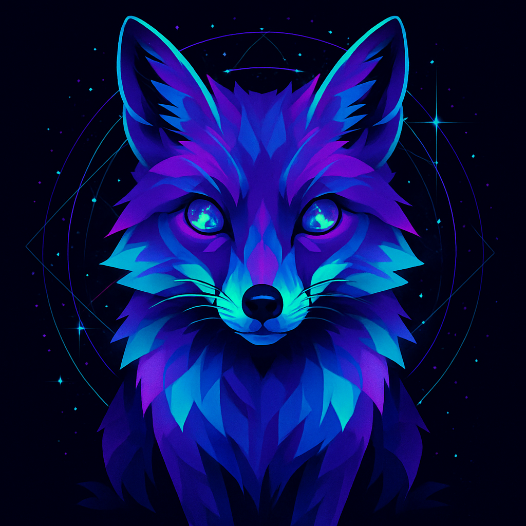 Midnight Fox With Cosmic Eyes paint by color