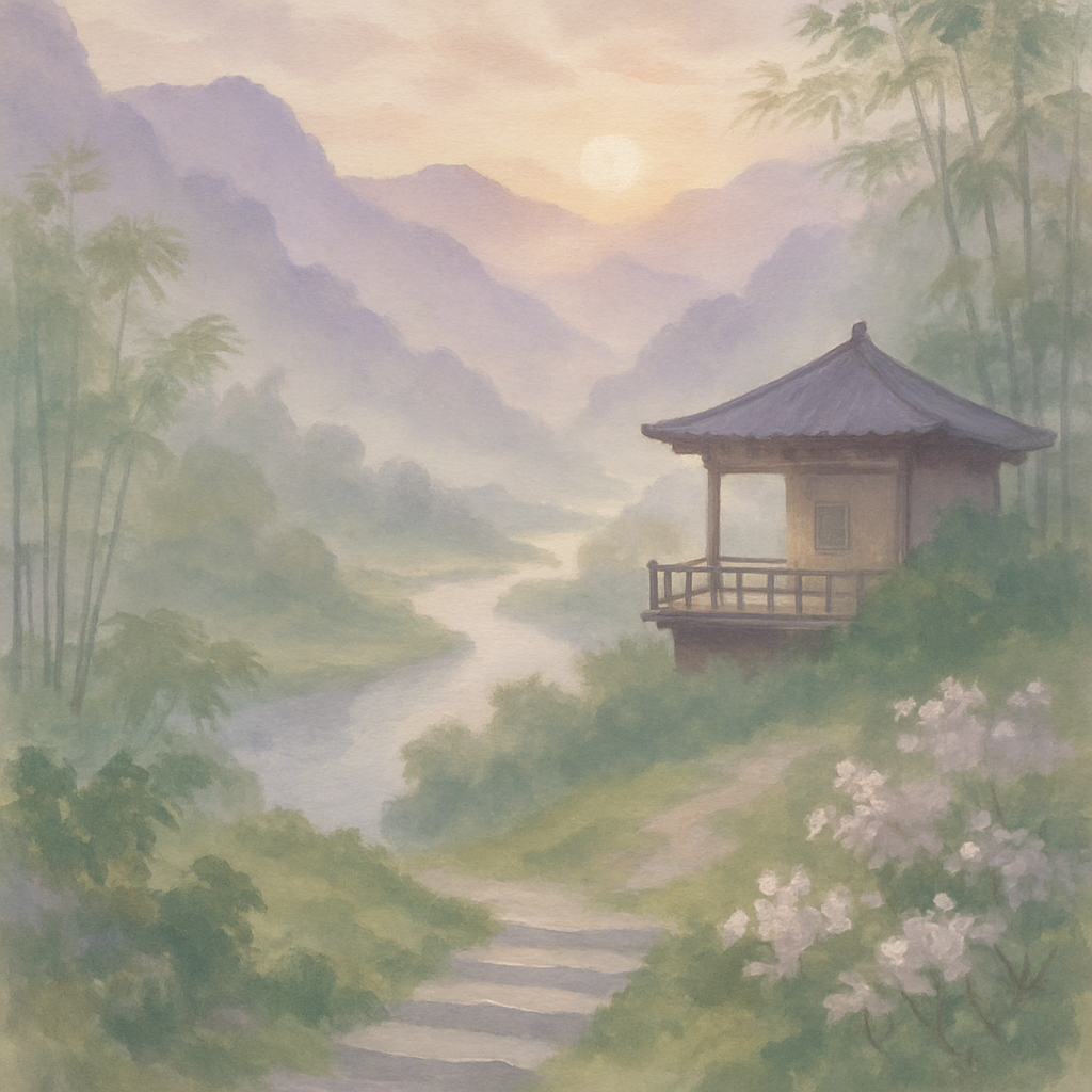 Misty Valley Tea House Vista paint by numbers