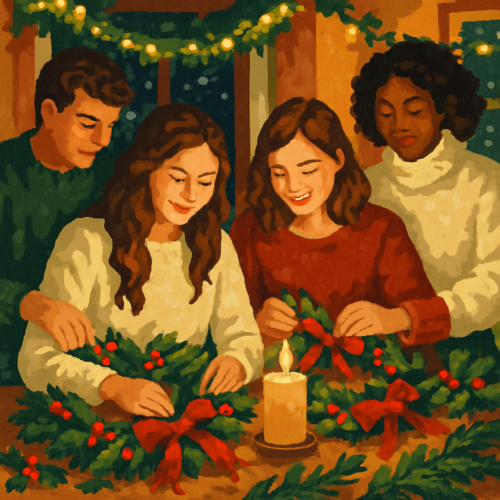 Winter Wreath Workshop Paint by numbers art