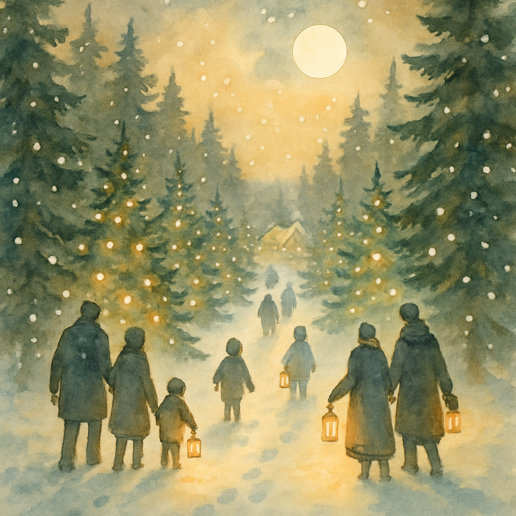 Lantern Walk Through Pine Alley Paint by numbers kits