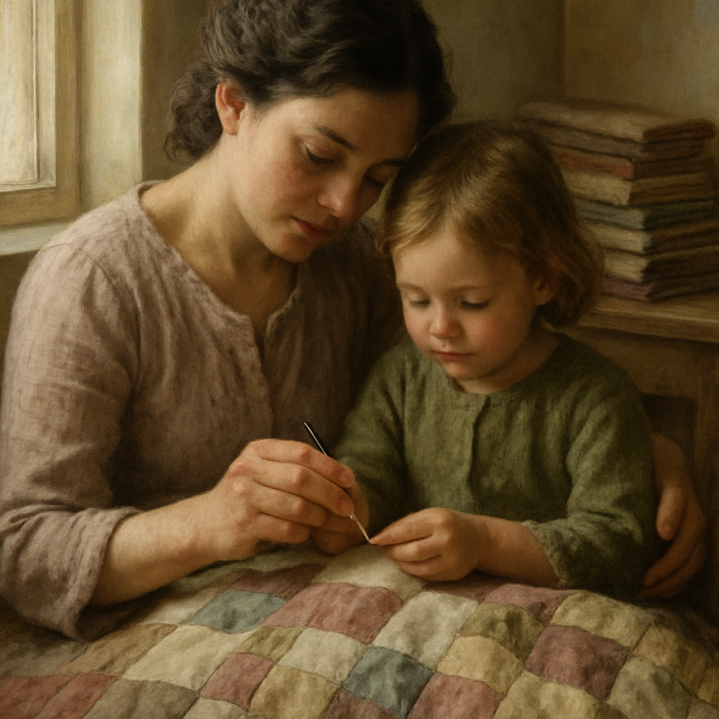 Mom And Child Sewing Memories Painting by numbers kit