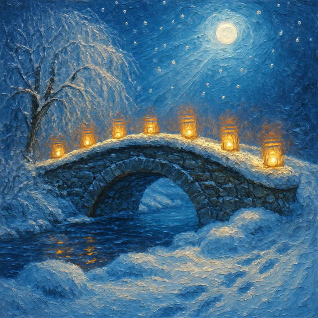 Silent Night Snowy Bridge Numbered painting kits