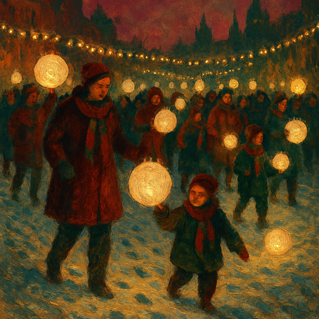 Snow Lantern Festival Parade paint by color