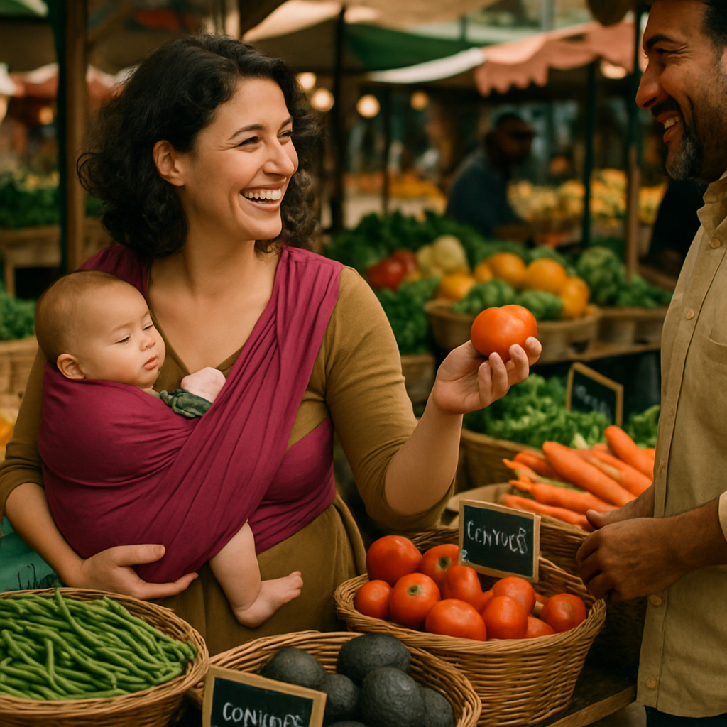 Mom And Baby At The Farmer Market Paint by numbers kits