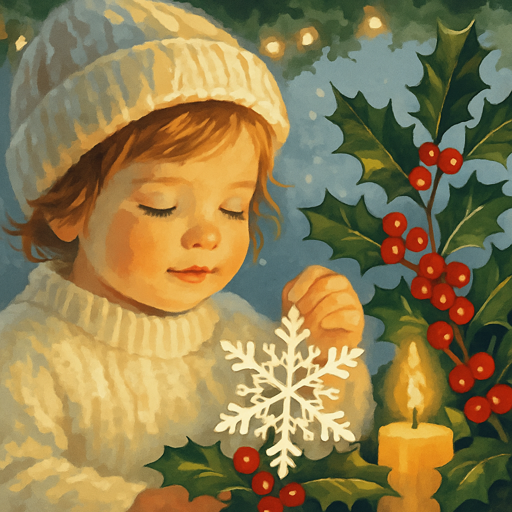 Snowflake And Holly Embrace Paint by numbers art