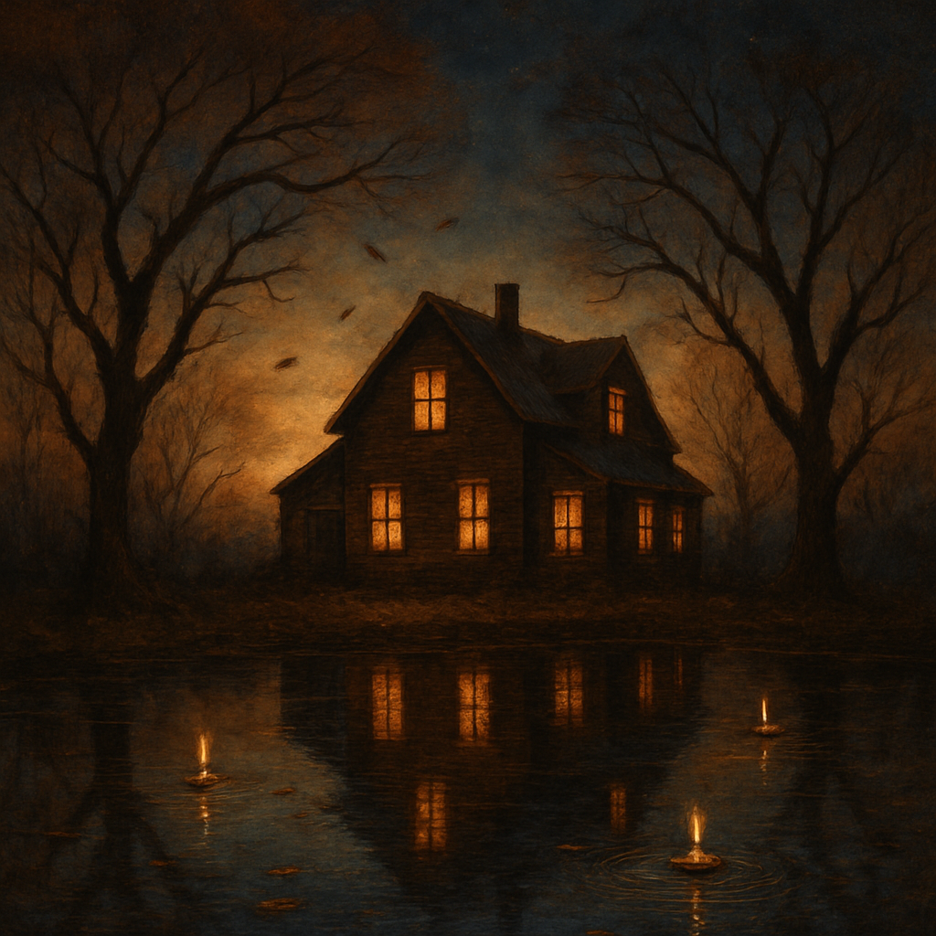 Nocturne Farmstead Reflection Number painting