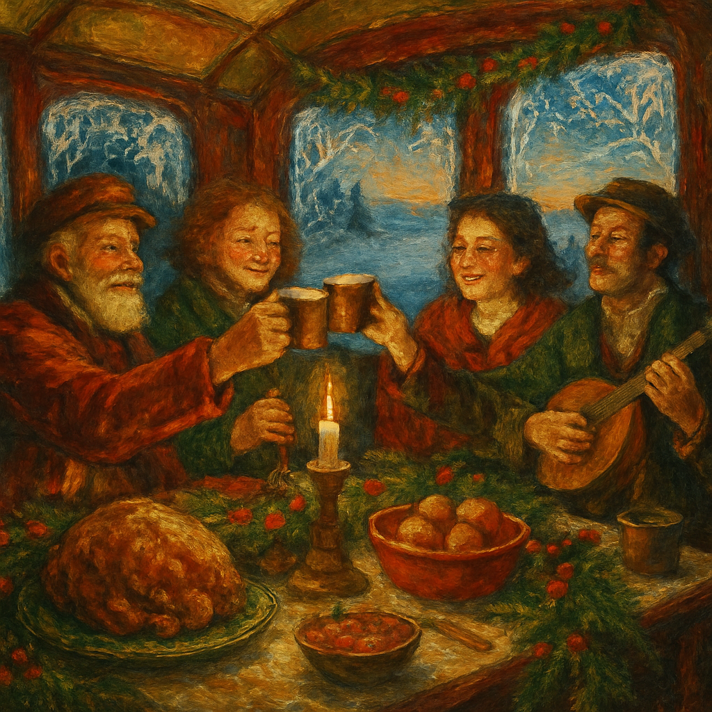 Frosted Train Car Holiday Feast Painting by numbers kit