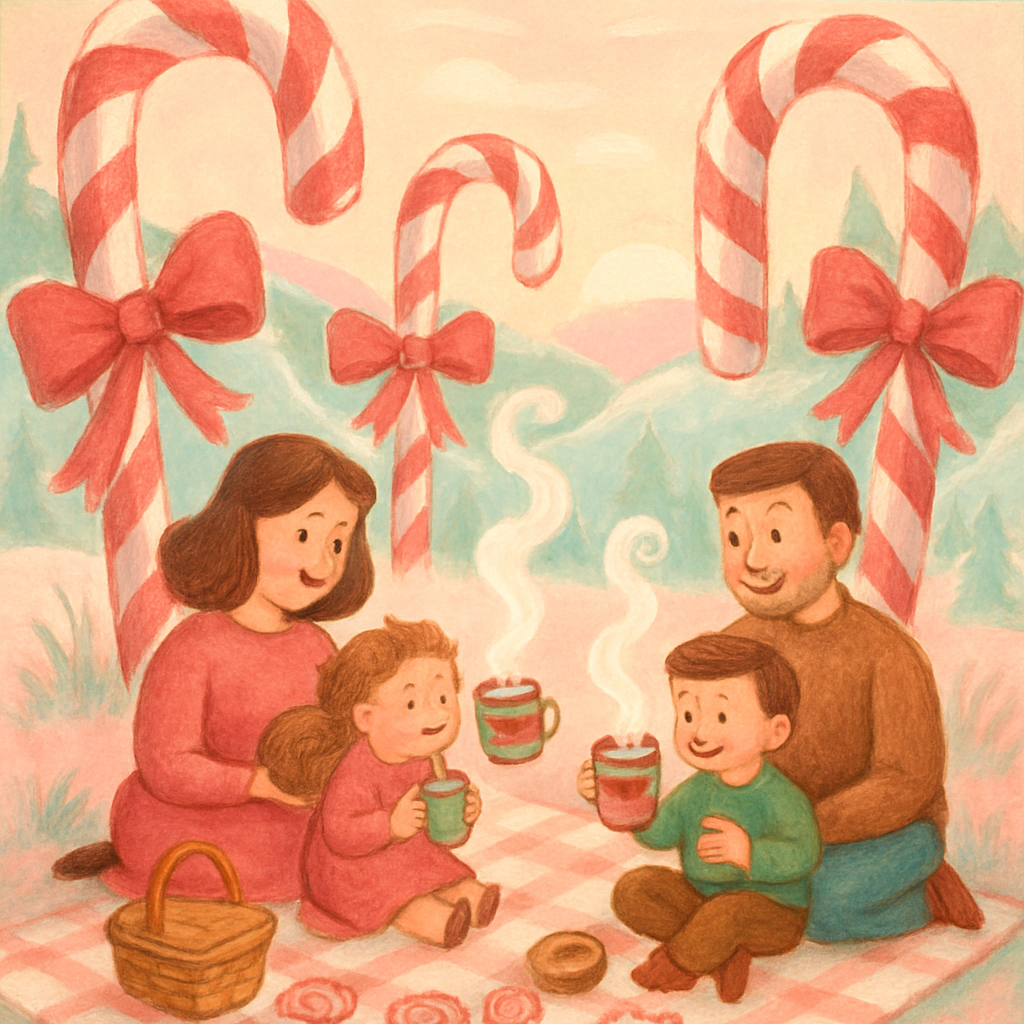 Candy Cane Forest Picnic Paint by numbers art