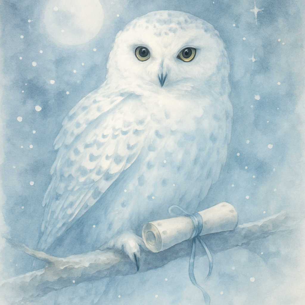 Snow Owl Messenger On Midnight Branch paint by number