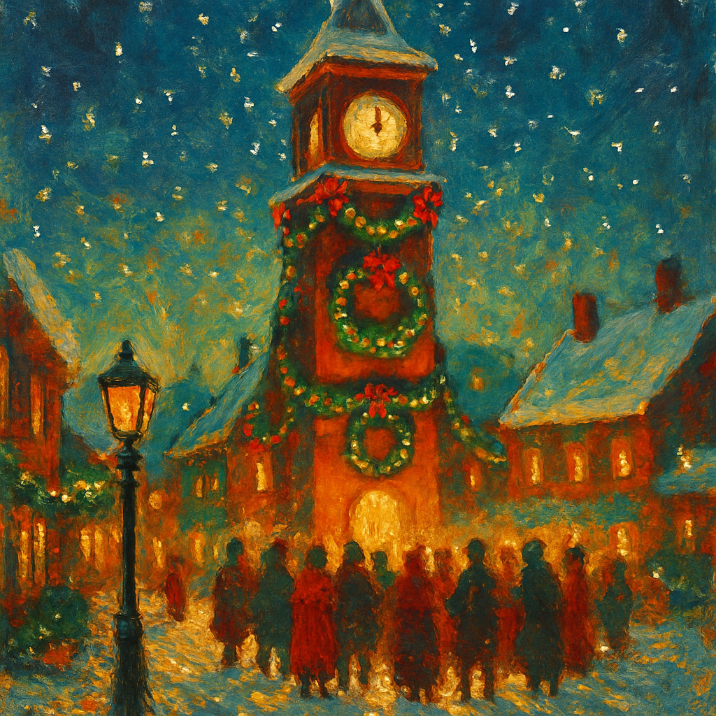 Village Clocktower Holiday Countdown Painting by numbers kit