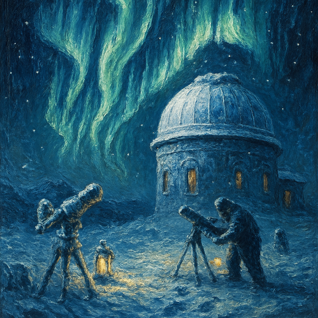 Aurora Over Frozen Observatory paint by color