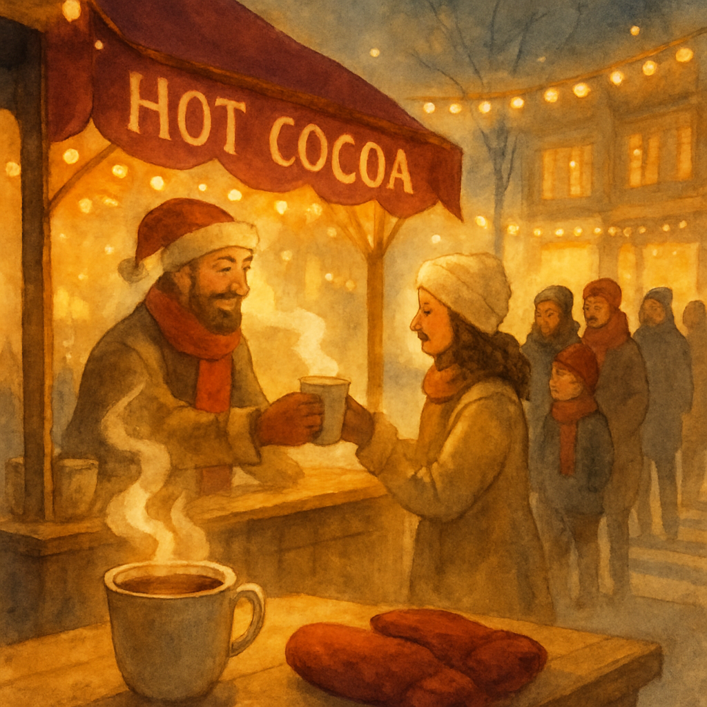 Hot Cocoa Stand At Frosty Crosswalk paint by color