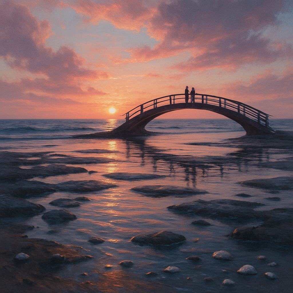 Coastal Sunset Bridge paint by color