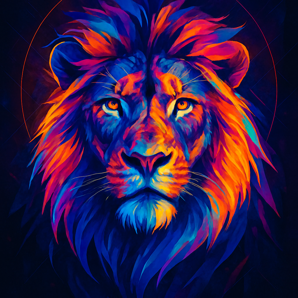 Neon Lionheart Portrait paint by number
