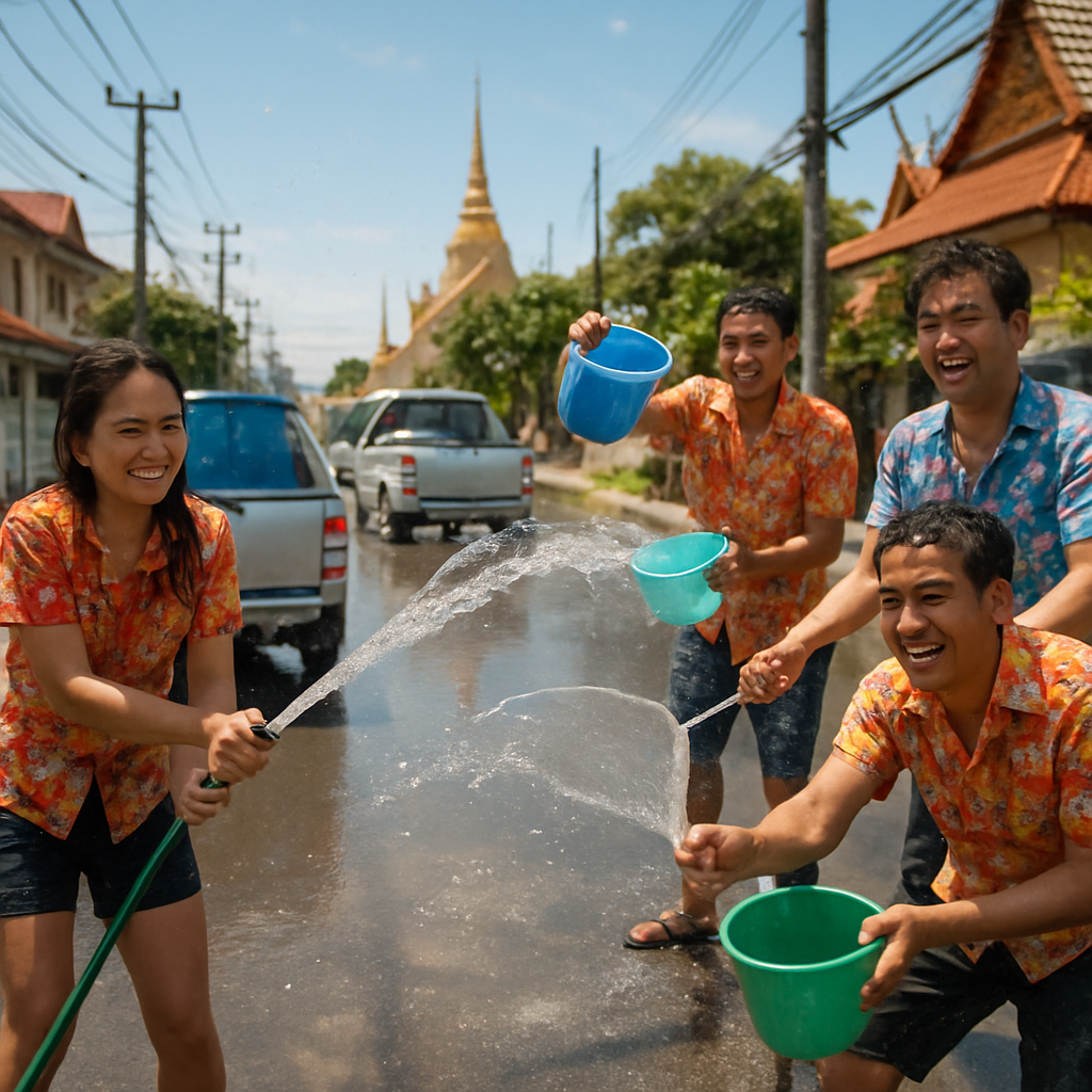 Songkran Water Festival Street Celebration DIY paint by numbers