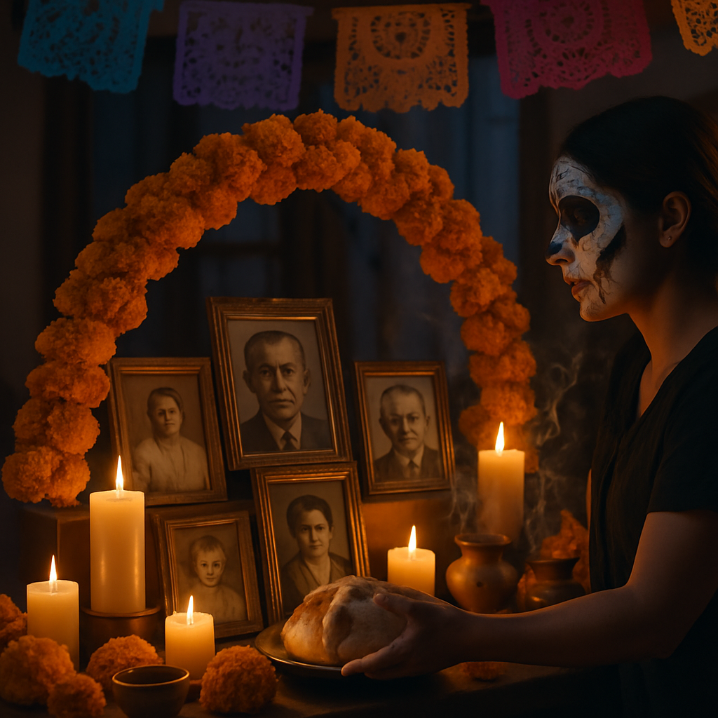 Día De Muertos Family Ofrenda Ritual paint by color