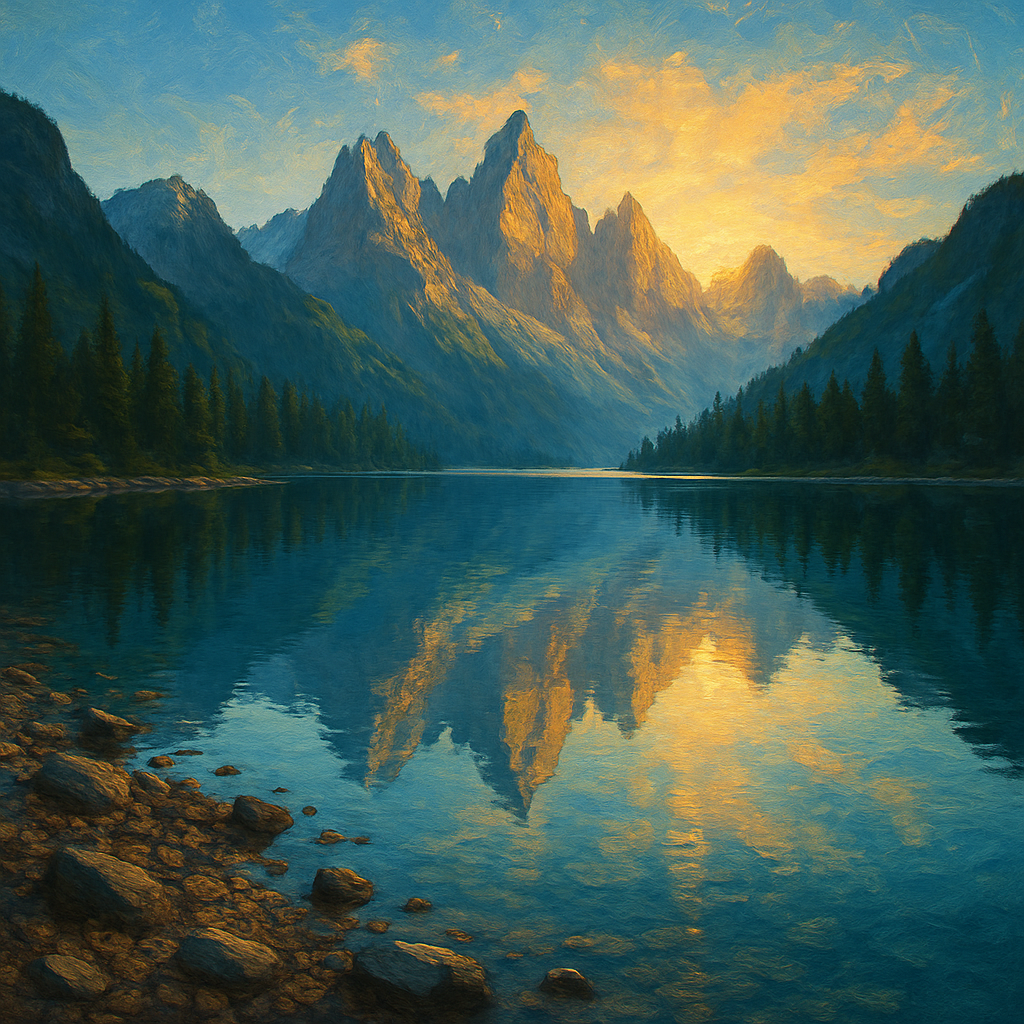 Mountain Lake Reflection paint by number