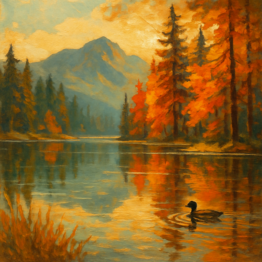 Autumn Mirror Pines DIY paint by numbers