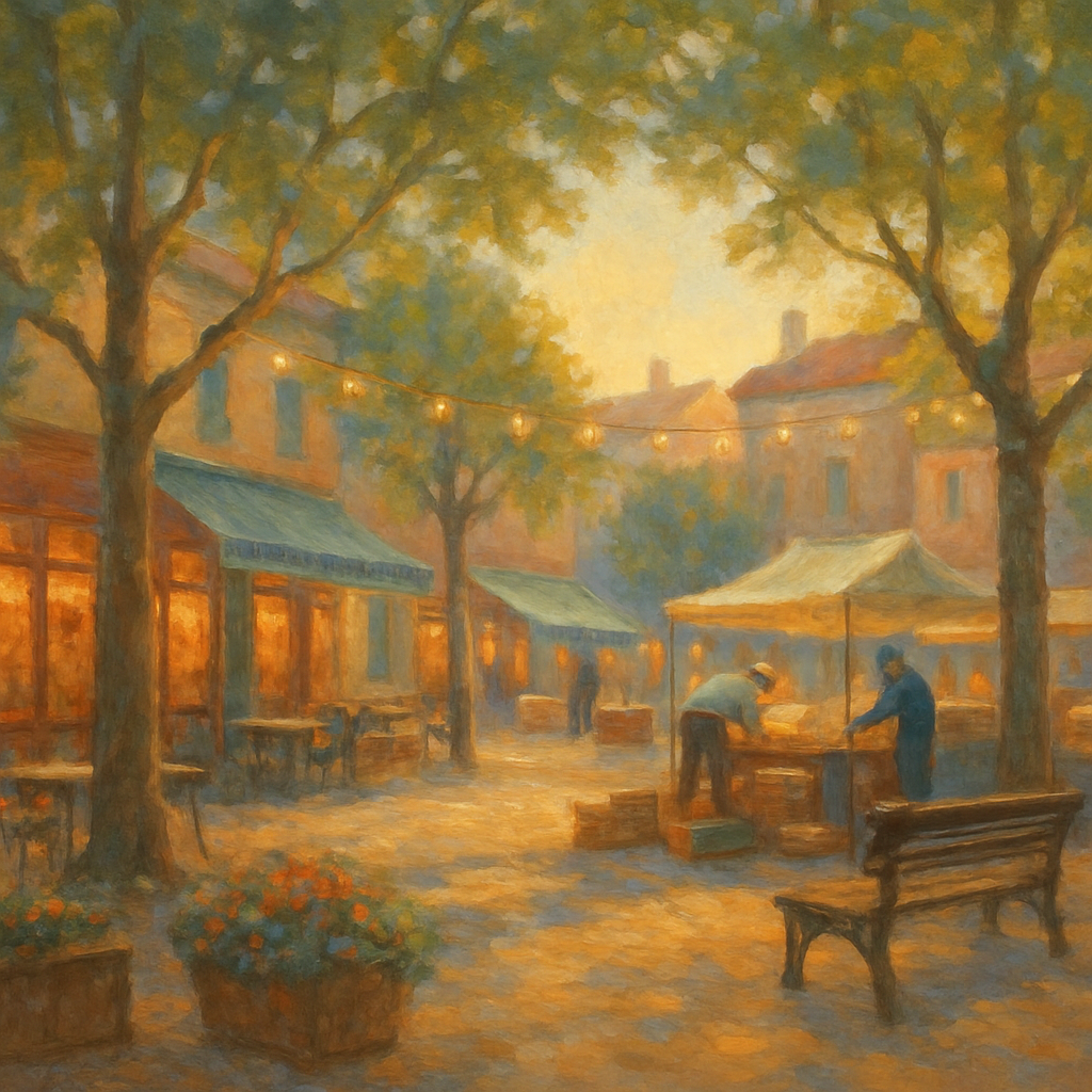Morning Market Cityscape Cozy Painting by numbers kit