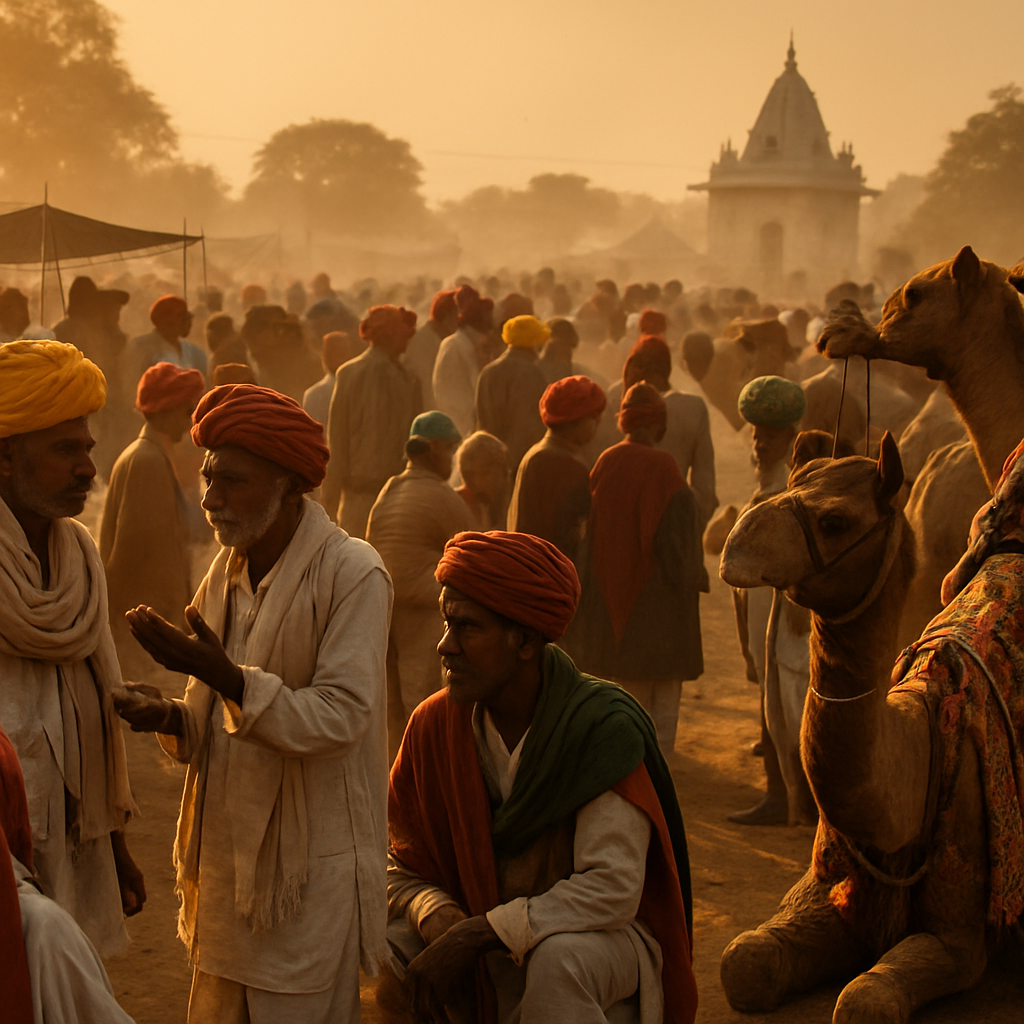 Pushkar Camel Fair Market Exchange paint by color