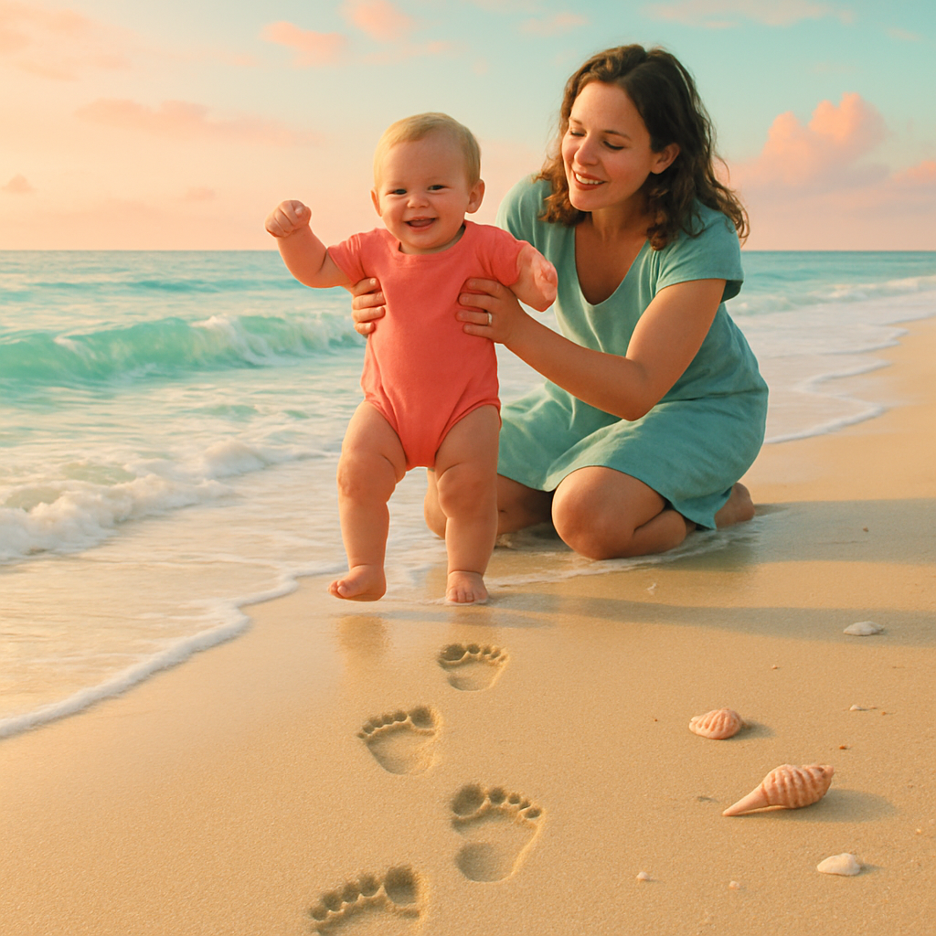 First Steps With Mother By The Shore Number painting