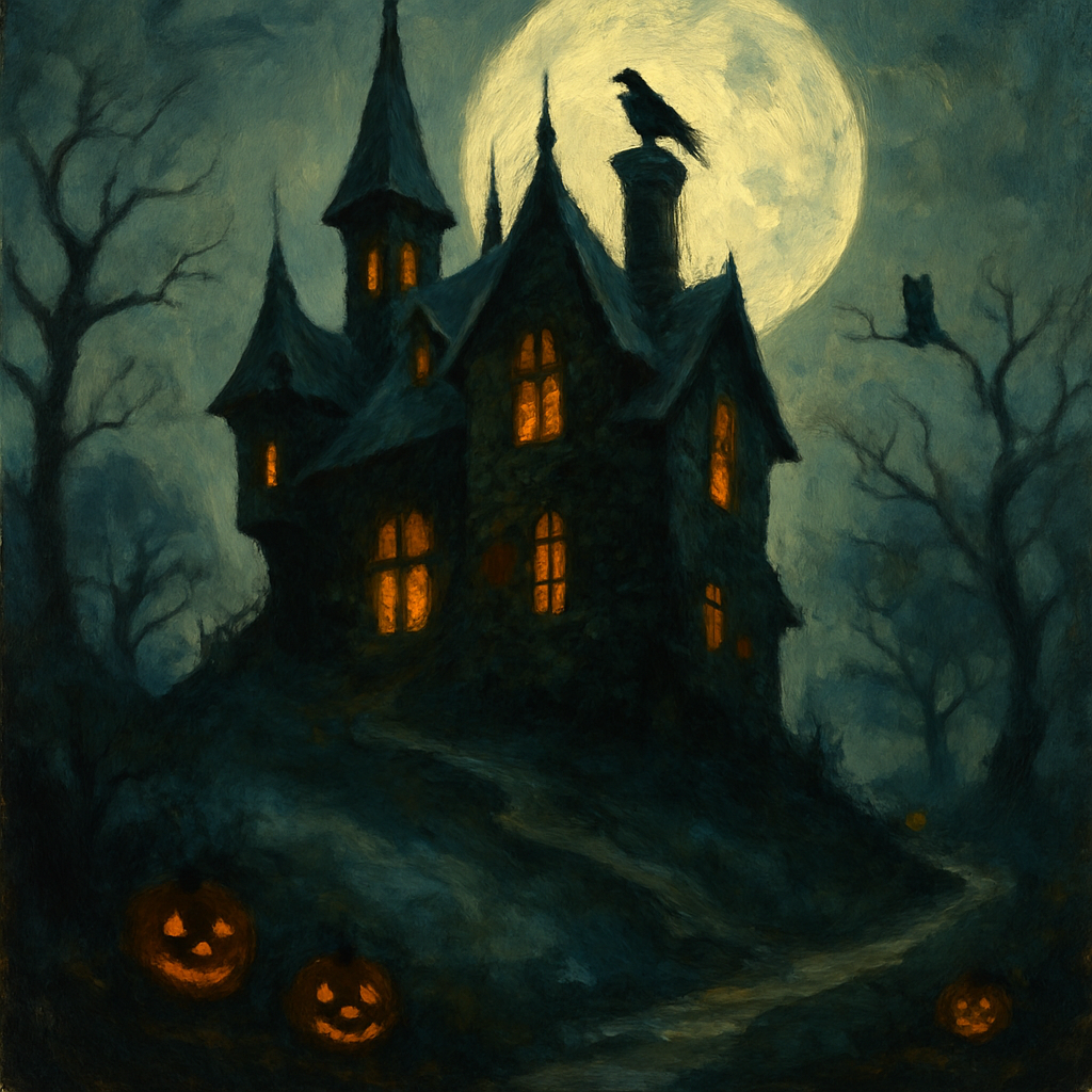 Moonlit Hilltop Manor paint by number