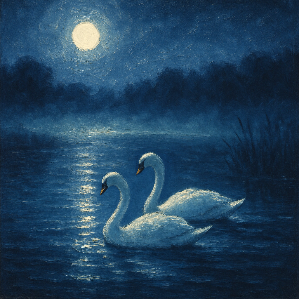 Moonlit Swan Passage Painting by numbers kit