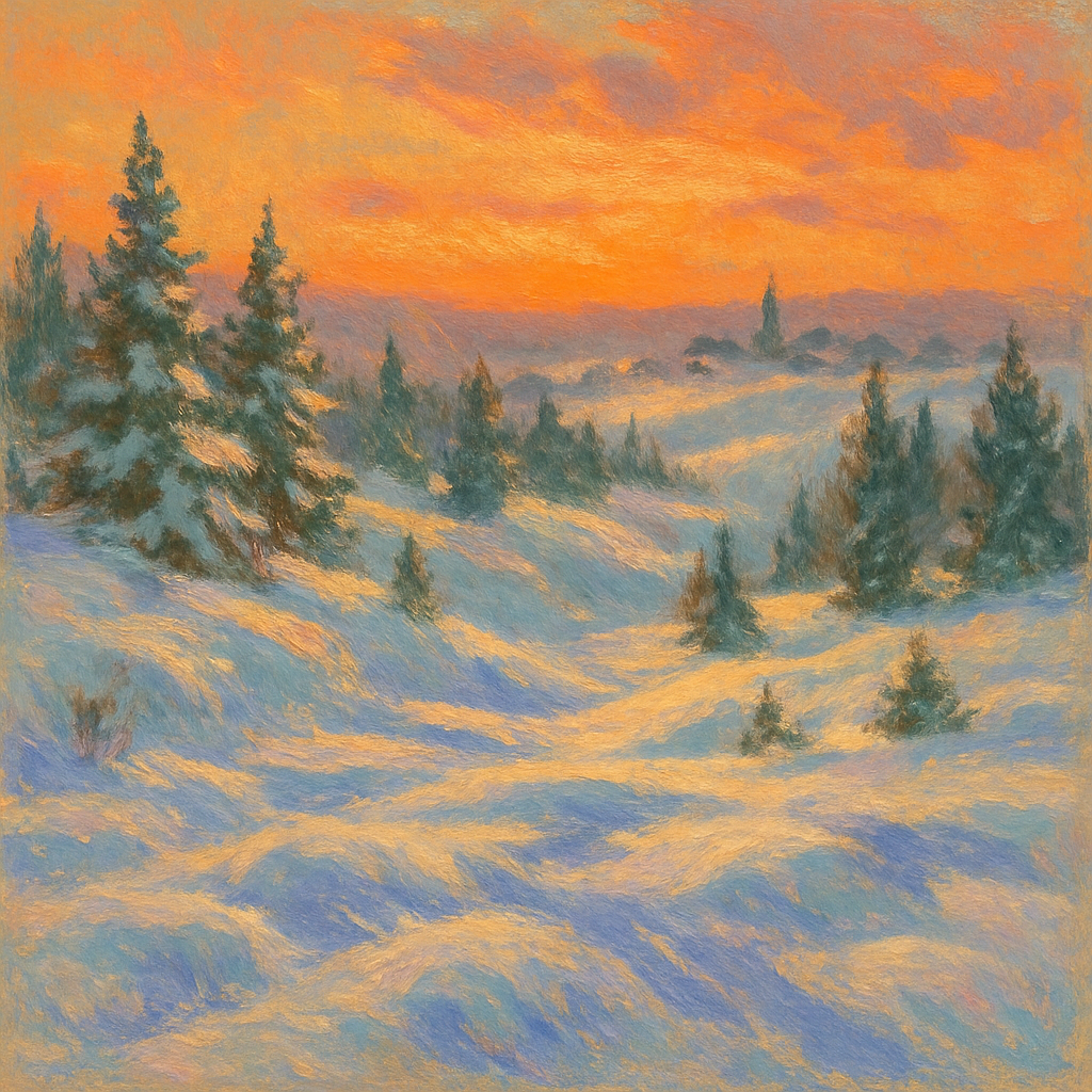 Sunset Over Snowy Ridge Numbered painting kits