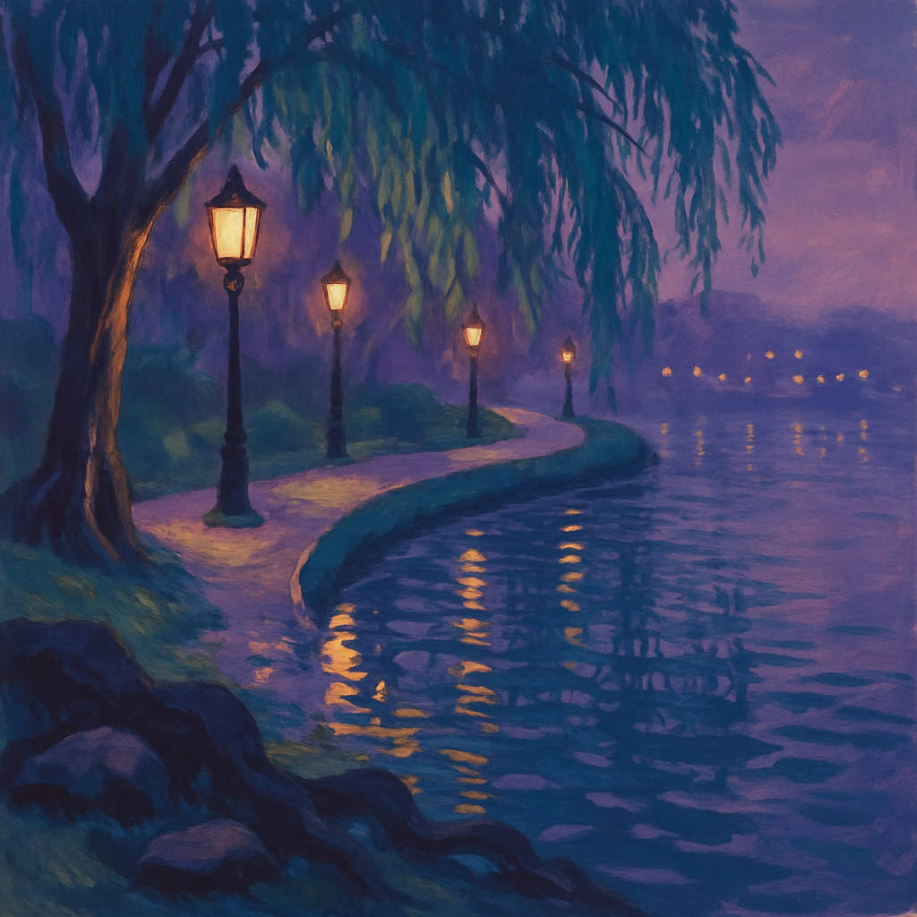 Twilight Riverwalk Vista painting number kit