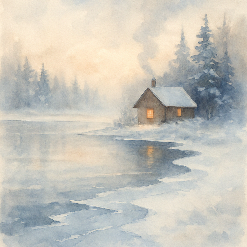 Frosted Morning Cabin Number painting