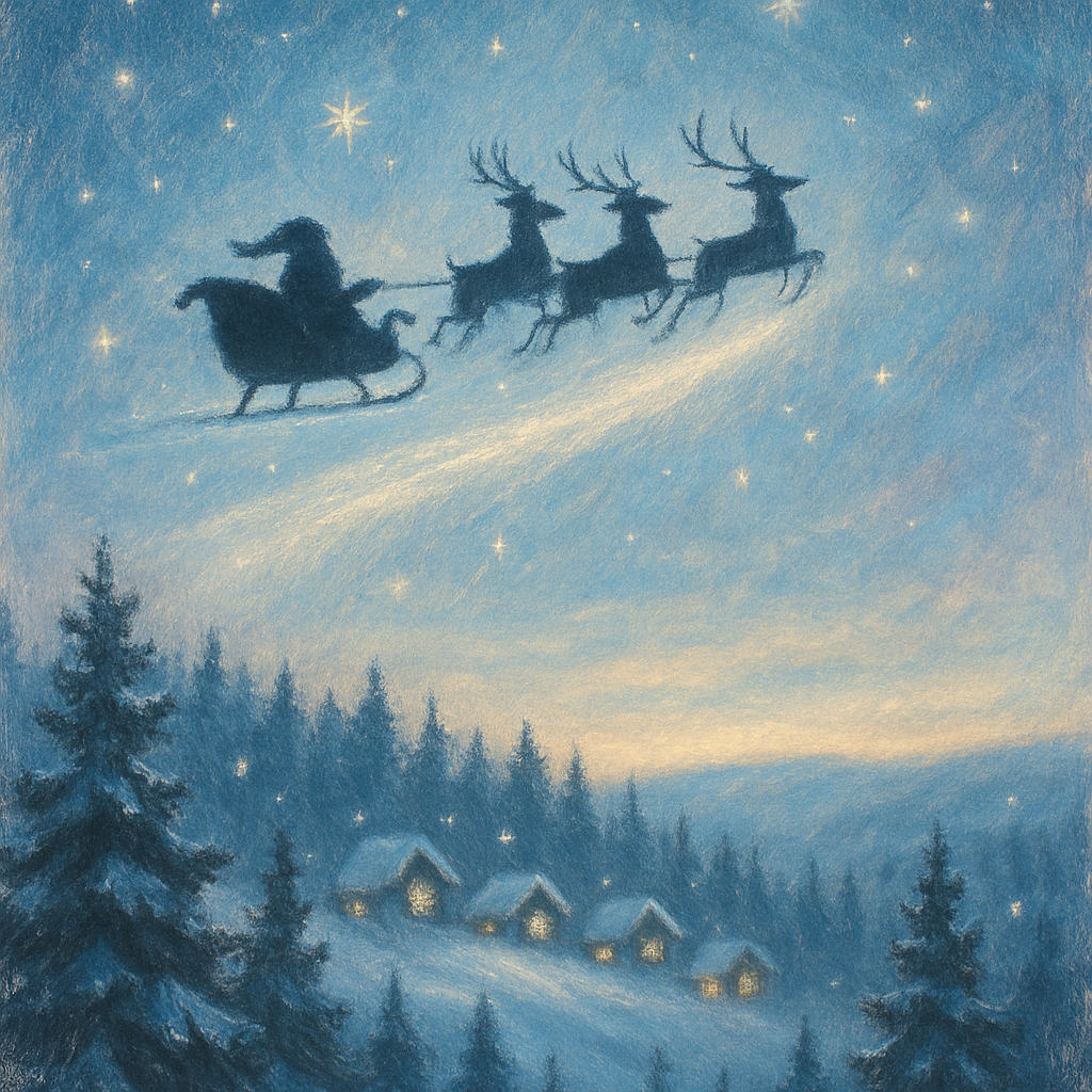 Midnight Sleigh Over Pine Ridge painting number kit
