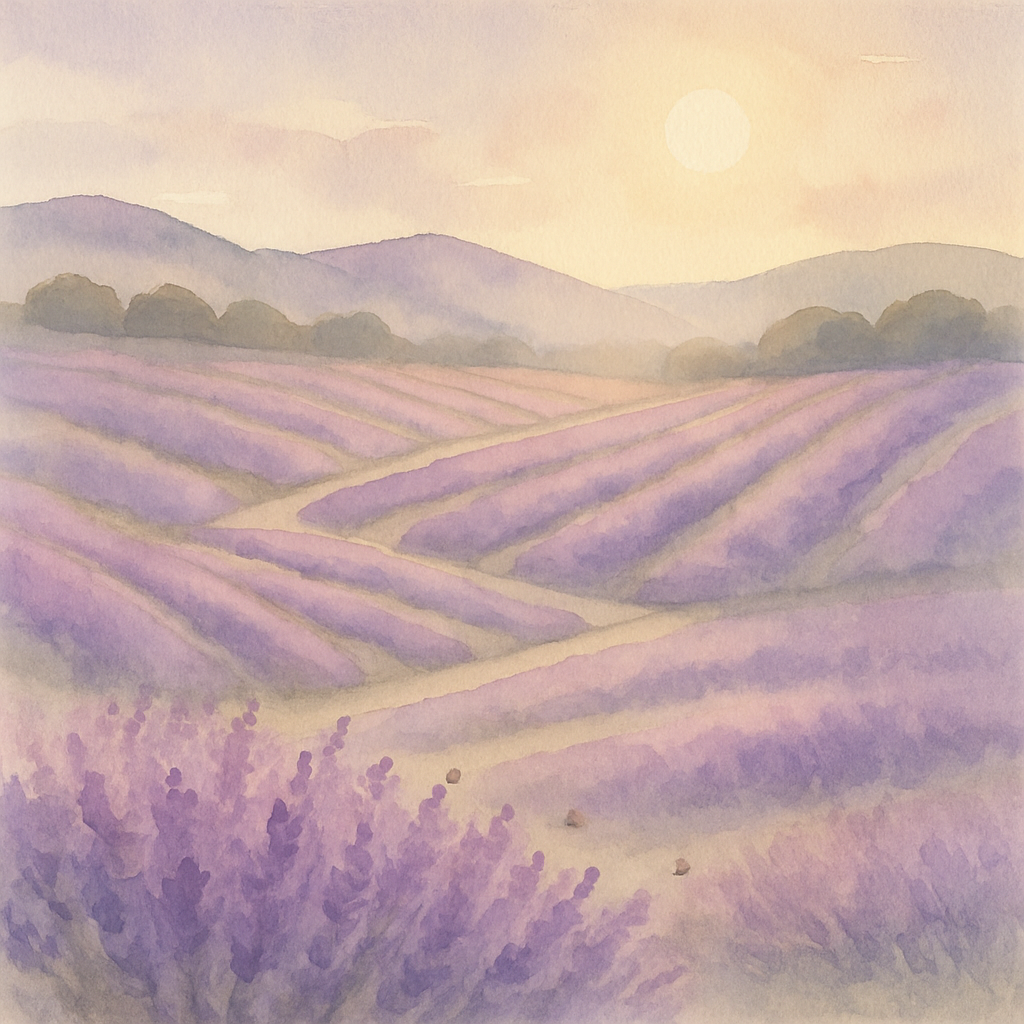 Lavender Hillside Afternoon Painting by numbers kit