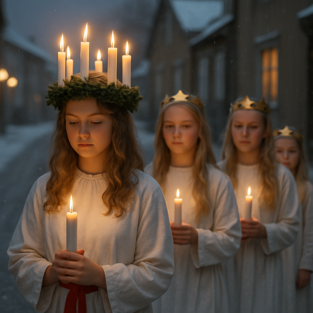 Saint Lucia Candlelit Procession Sweden painting number kit