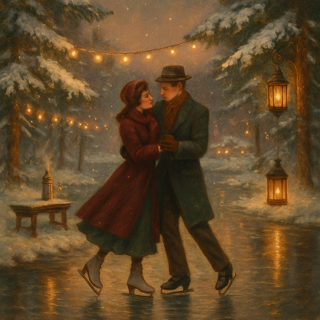 Vintage Ice Skate Romance Number painting