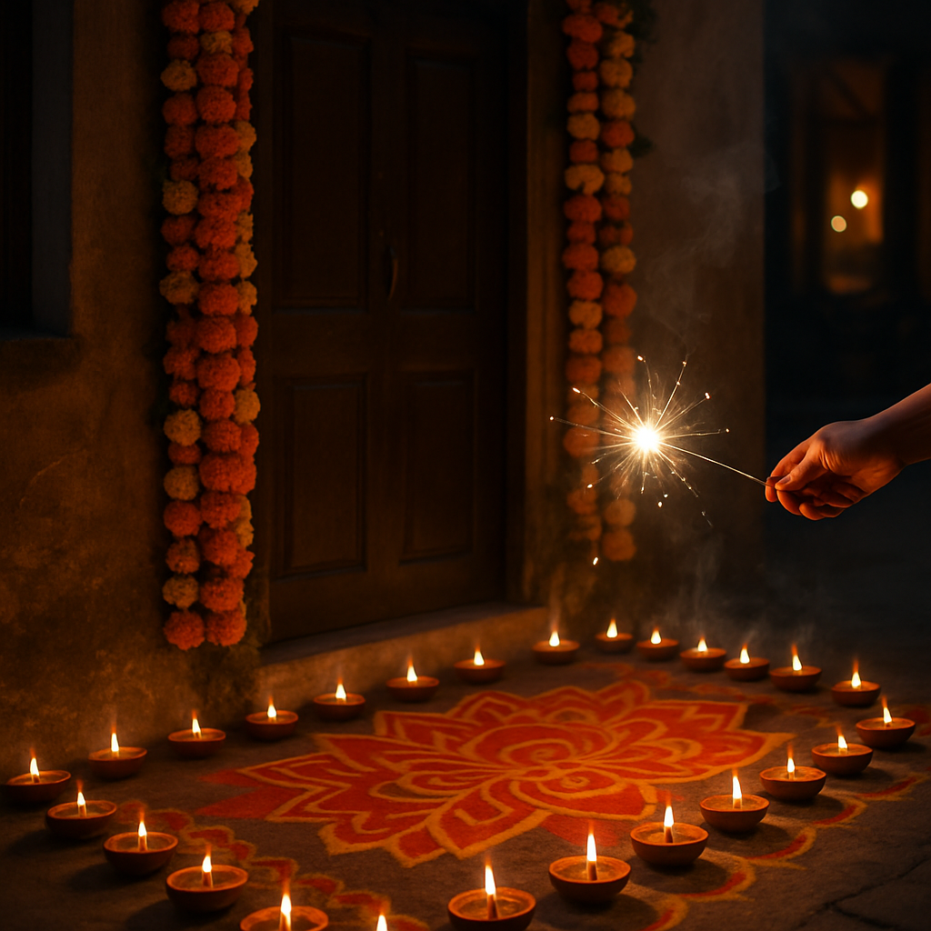 Luminous Diwali Doorstep Glow Paint by numbers kits